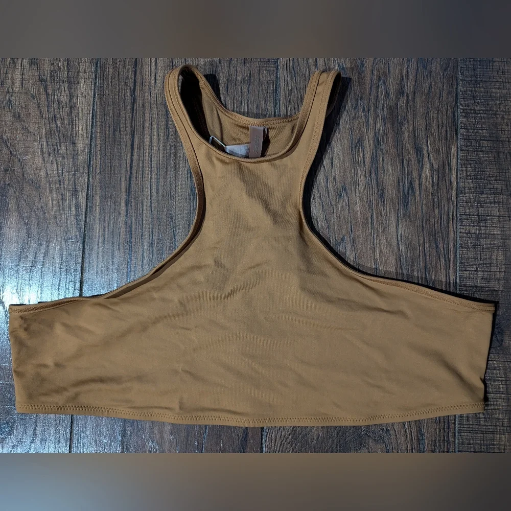 SKIMS Recycled Swim High Neck Racerback Tank / Top Almond Tan Size 3X NWT!